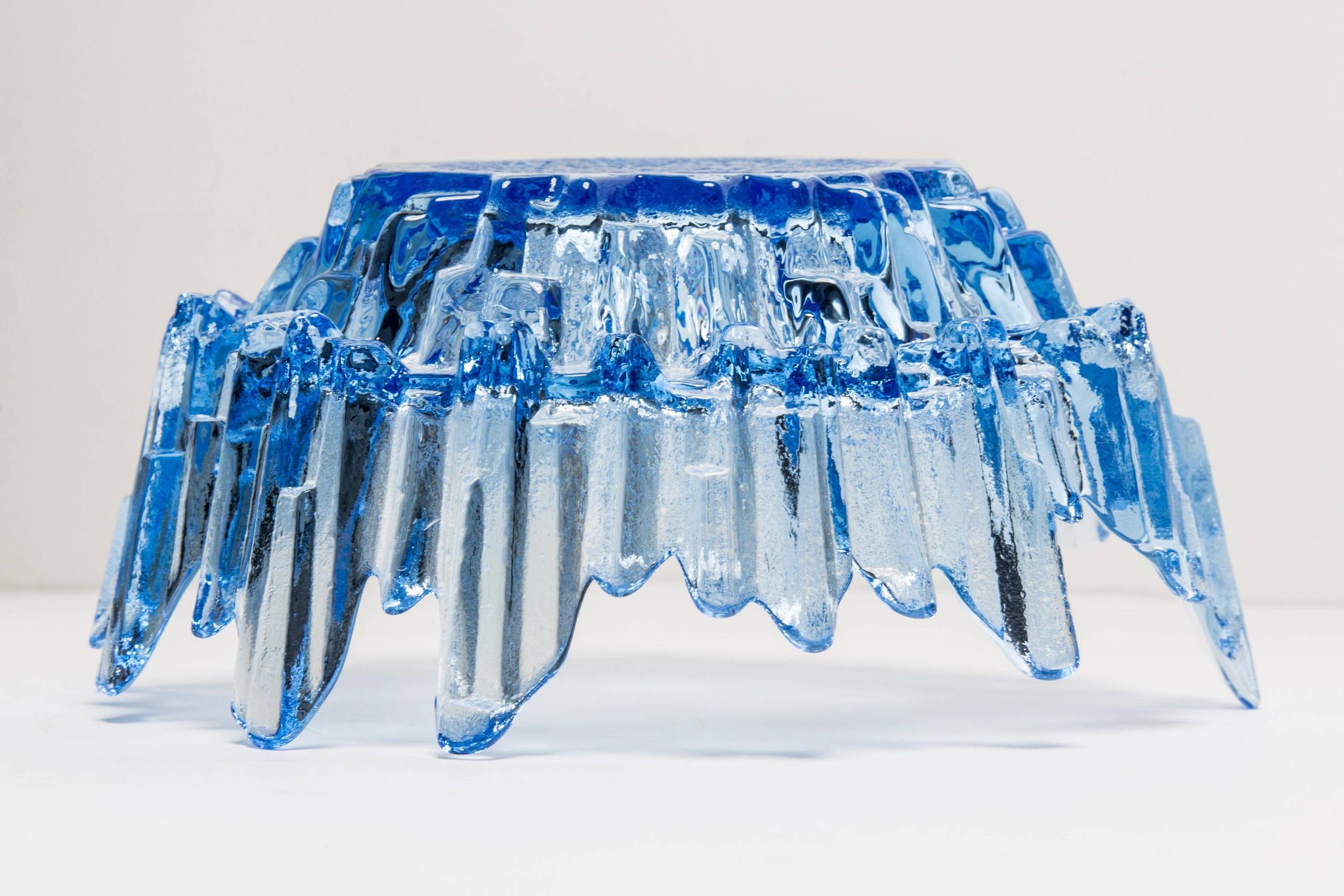 Vintage decorative plate in light blue glass, Italy, 1960s.