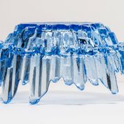 Vintage decorative plate in light blue glass, Italy, 1960s.