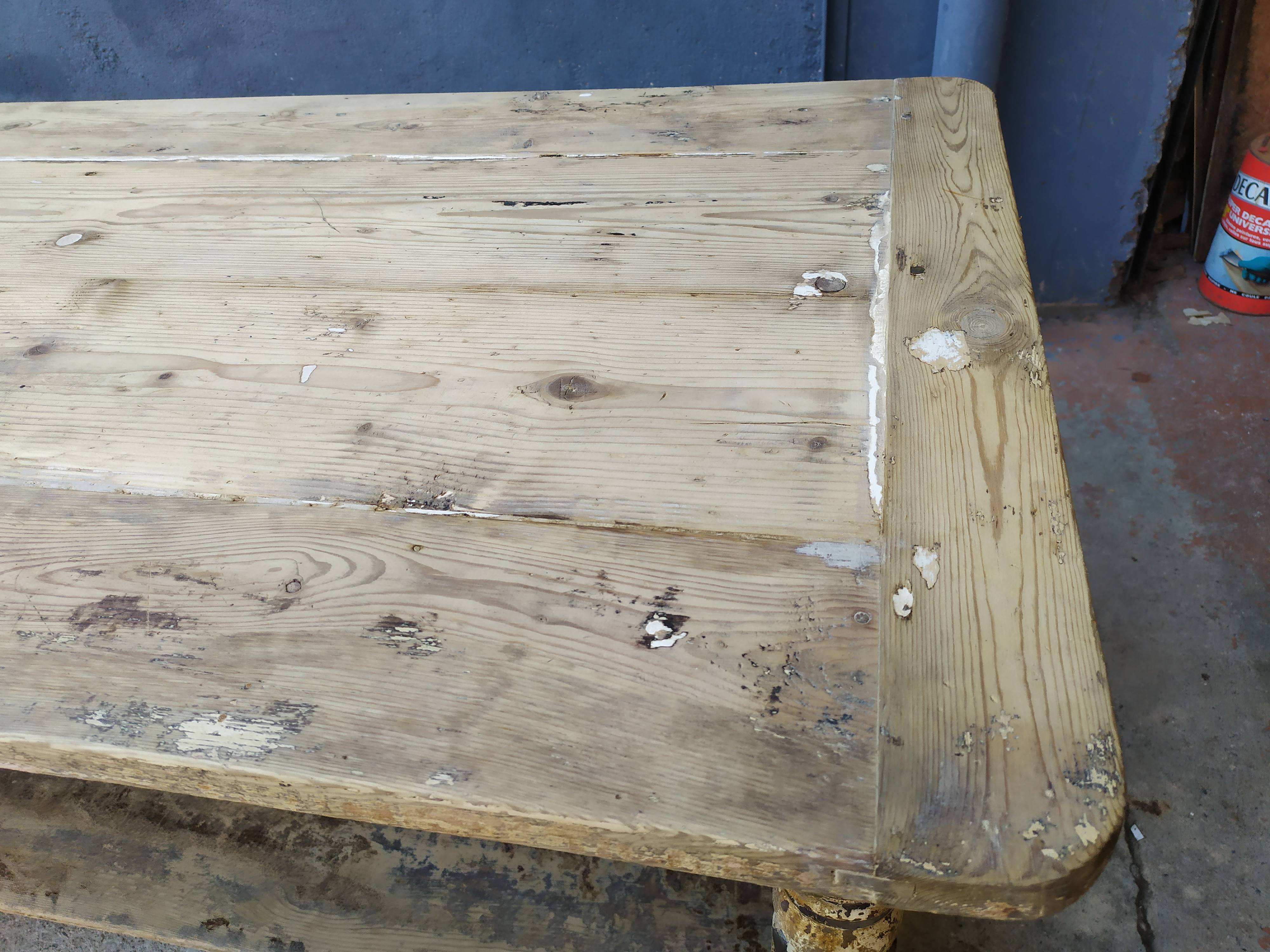 Table de métier drapière sapin décapé 3m