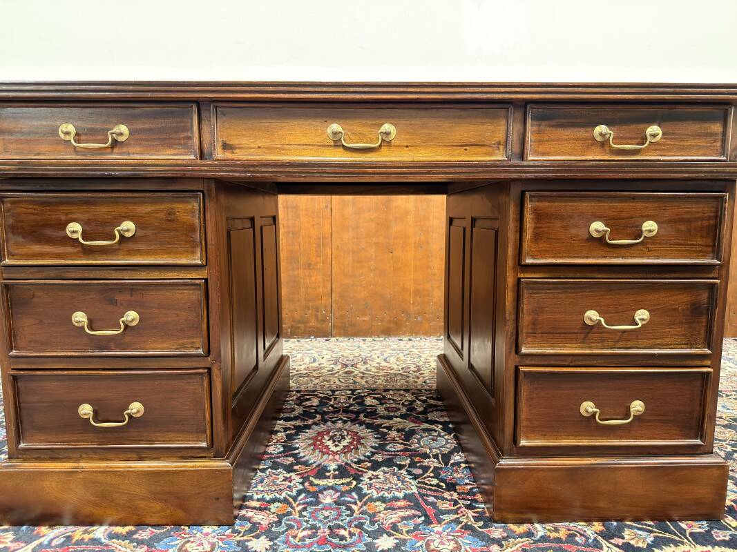 Classic English Desk with Green Leather