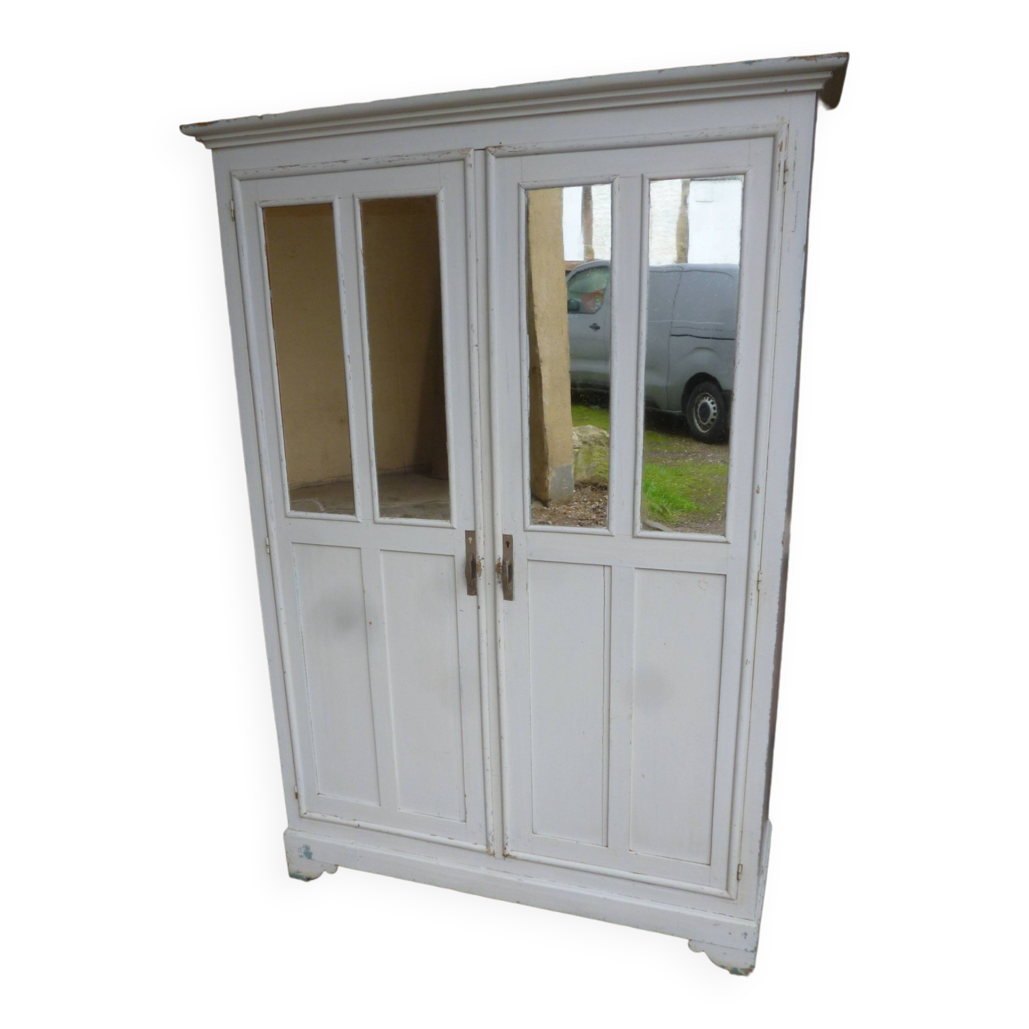 Old white patina workshop cabinet