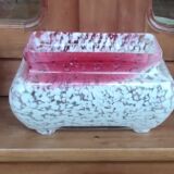 Old planter set and 2 Clichy glass vases