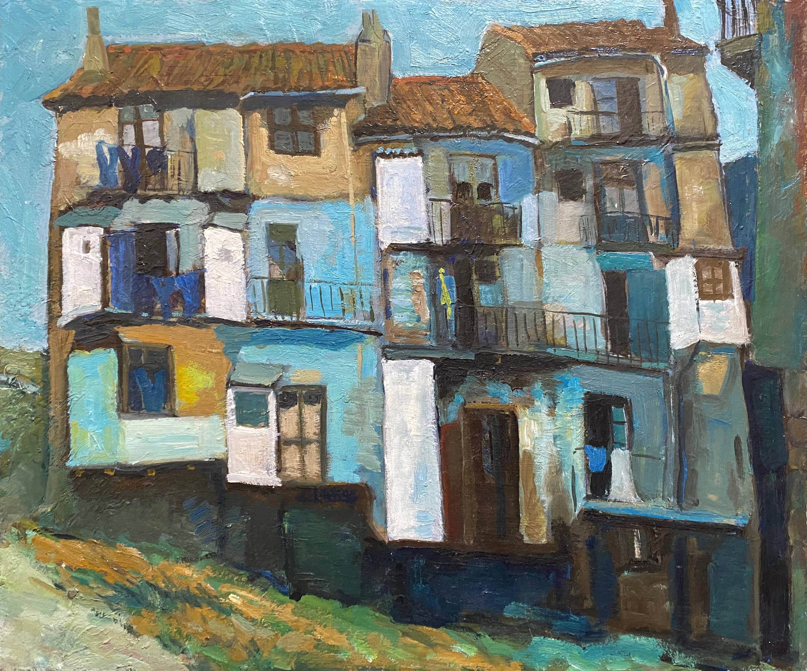 Tableau "Vieilles Maisons" HSP Castro Urdiales Espagne Milieu XX°