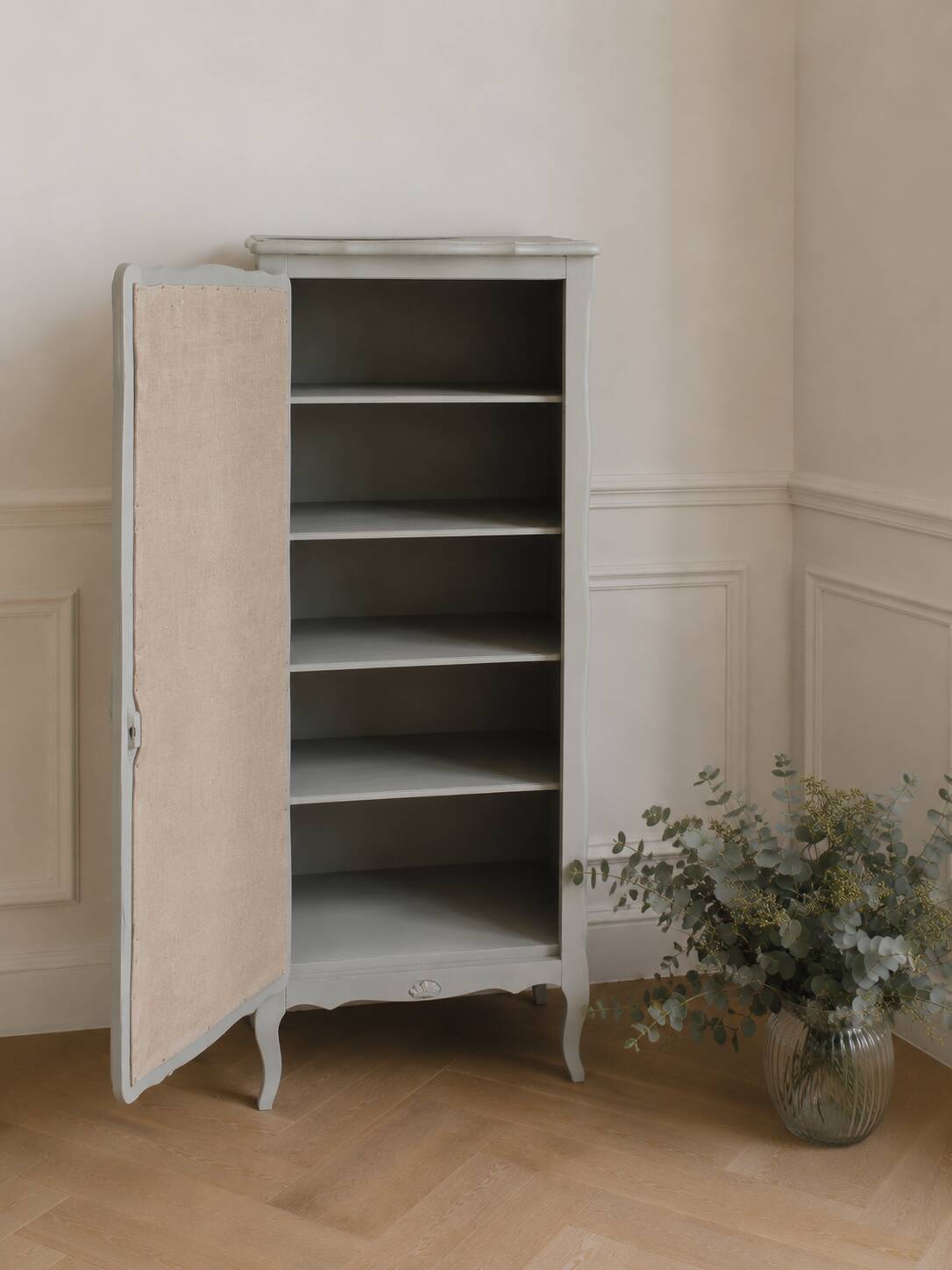 Re-enchanted vintage wardrobe in grey-green.