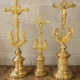 Three Gilded Bronze Altar Crosses, 19th Century
