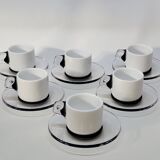 Guzzini Coffee Set 6 Porcelain Espresso Cups and 6 Plexiglas Saucers