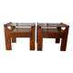 Pair of vintage bedside tables in wood and smoked glass