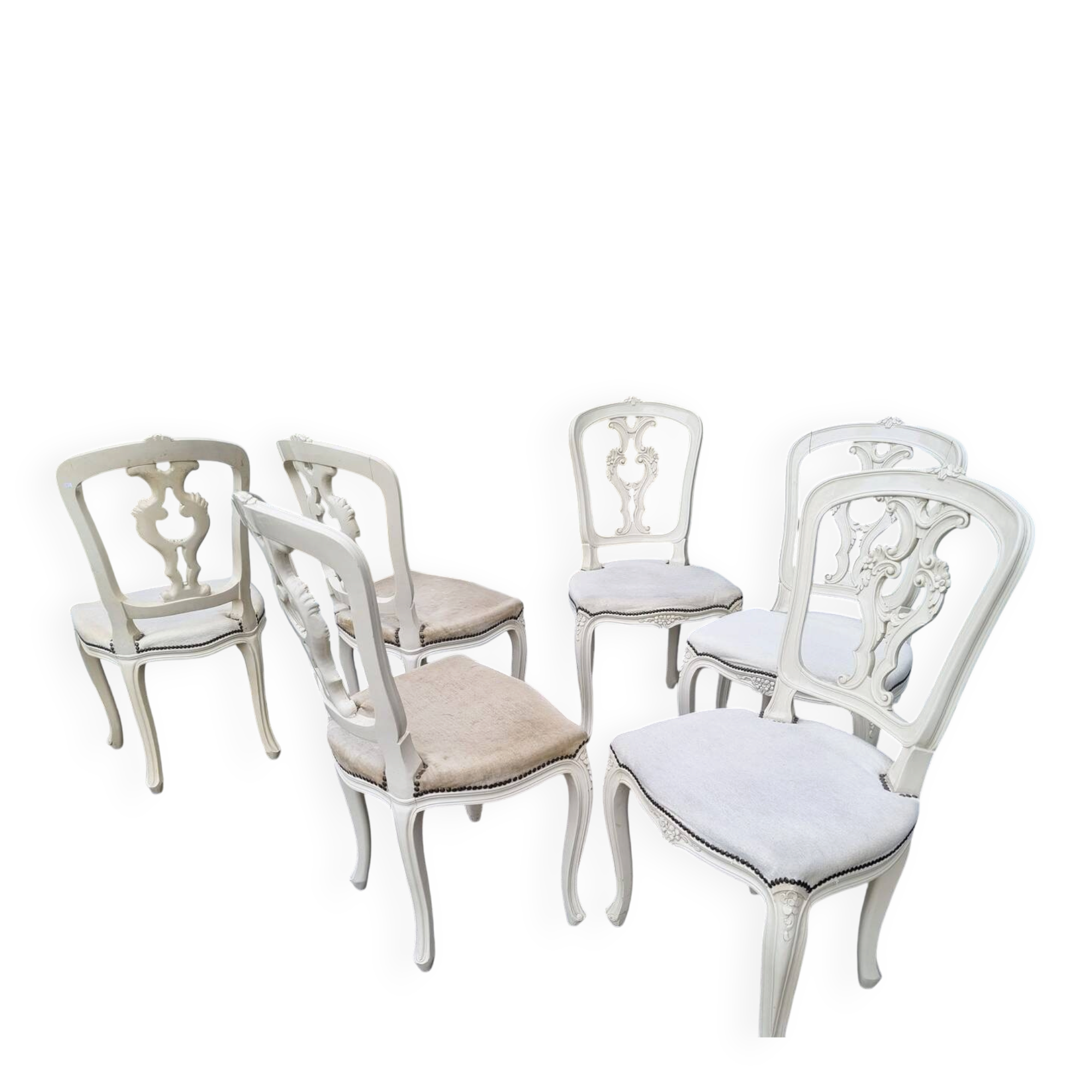Louis XV Baroque Style Lacquered Chairs, Set of 2