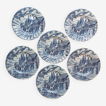 6 English porcelain dessert plates