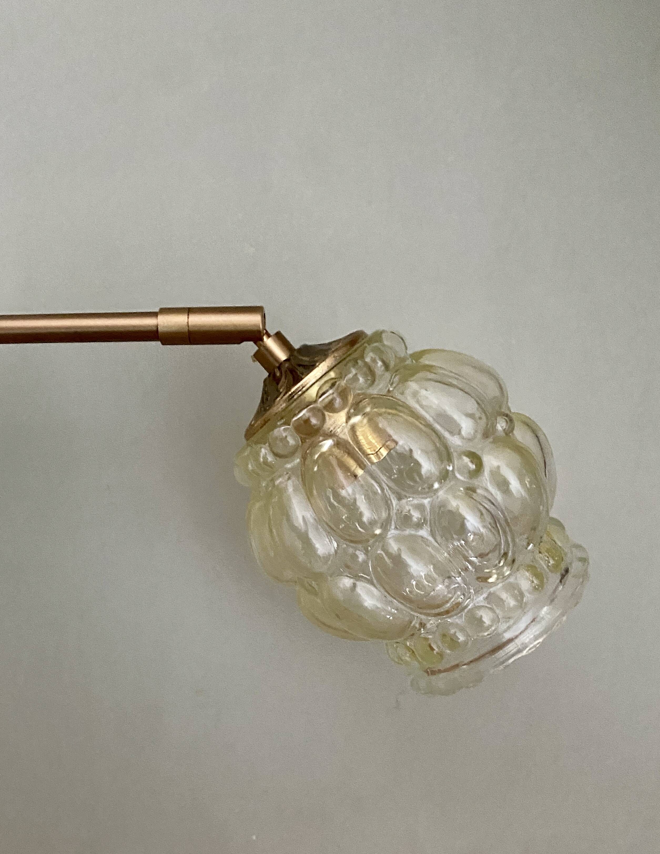 Vintage amber glass globe wall light