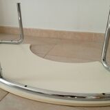 Vintage tripod coffee table in chrome and formica from the 1980s.