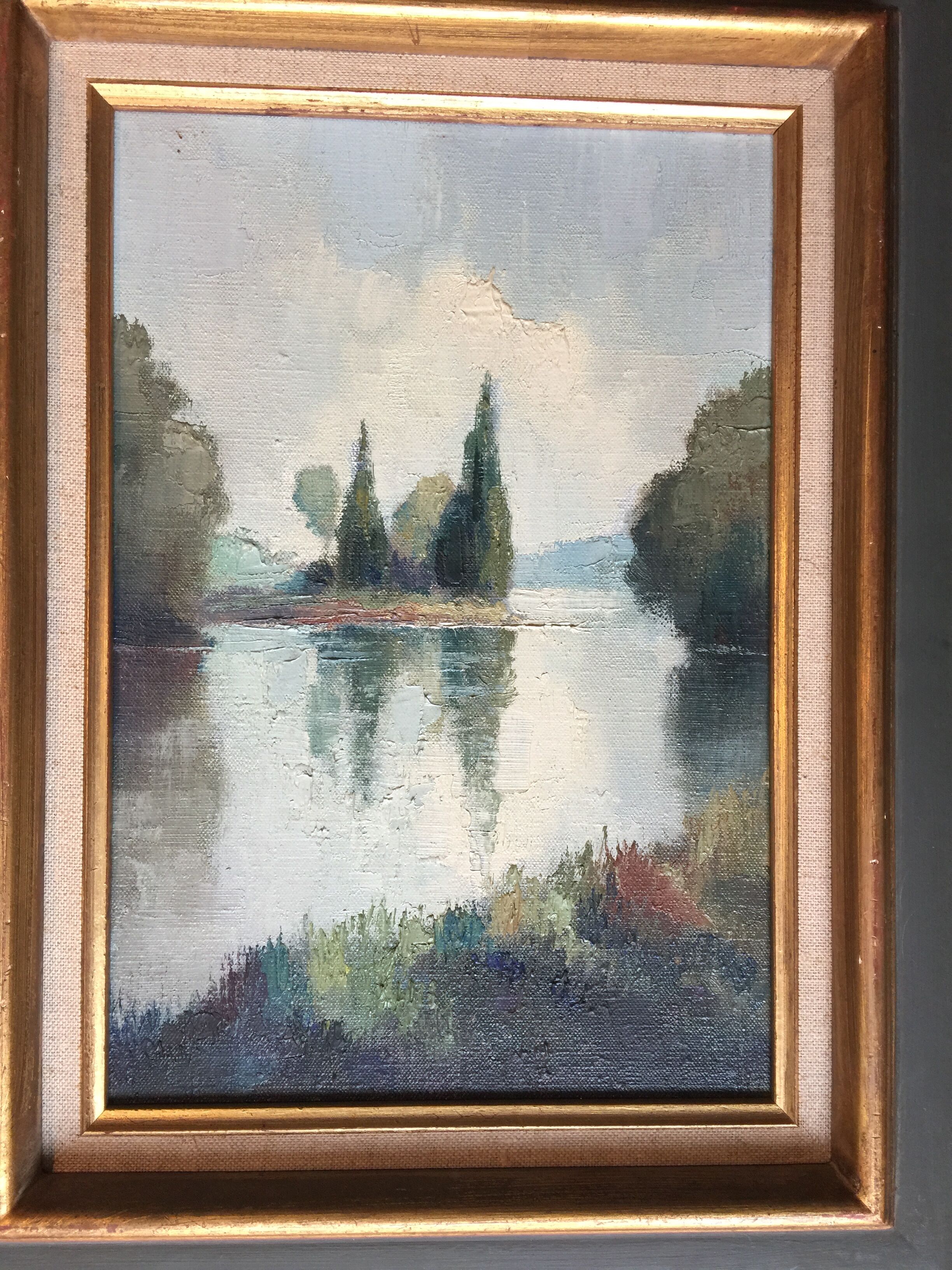 Oil sut canvas "Champagne Island on The Isle-Adam" by FRANCKI