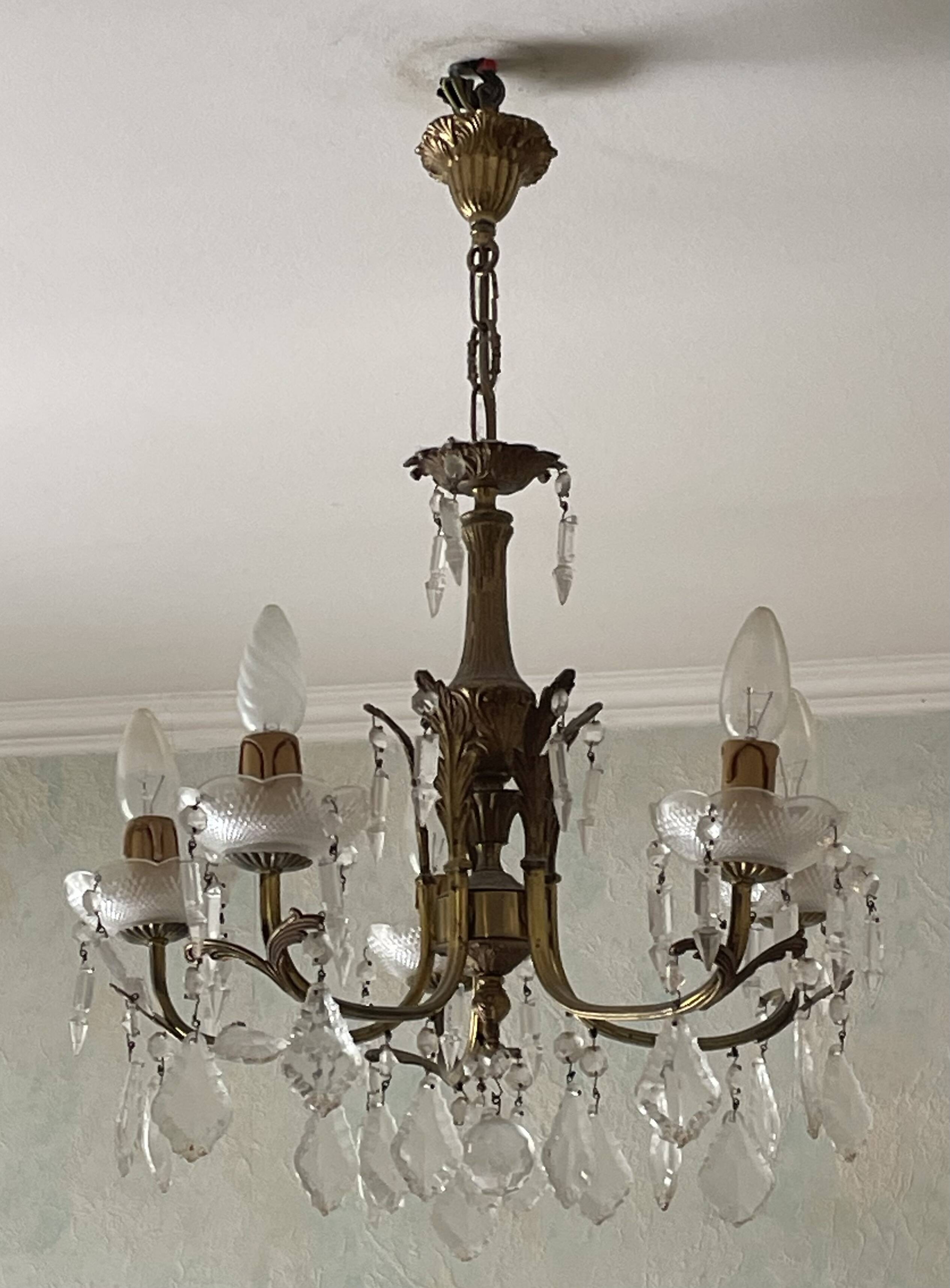 5-light bronze chandelier with glass tassels