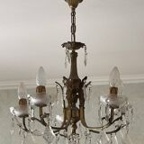 5-light bronze chandelier with glass tassels