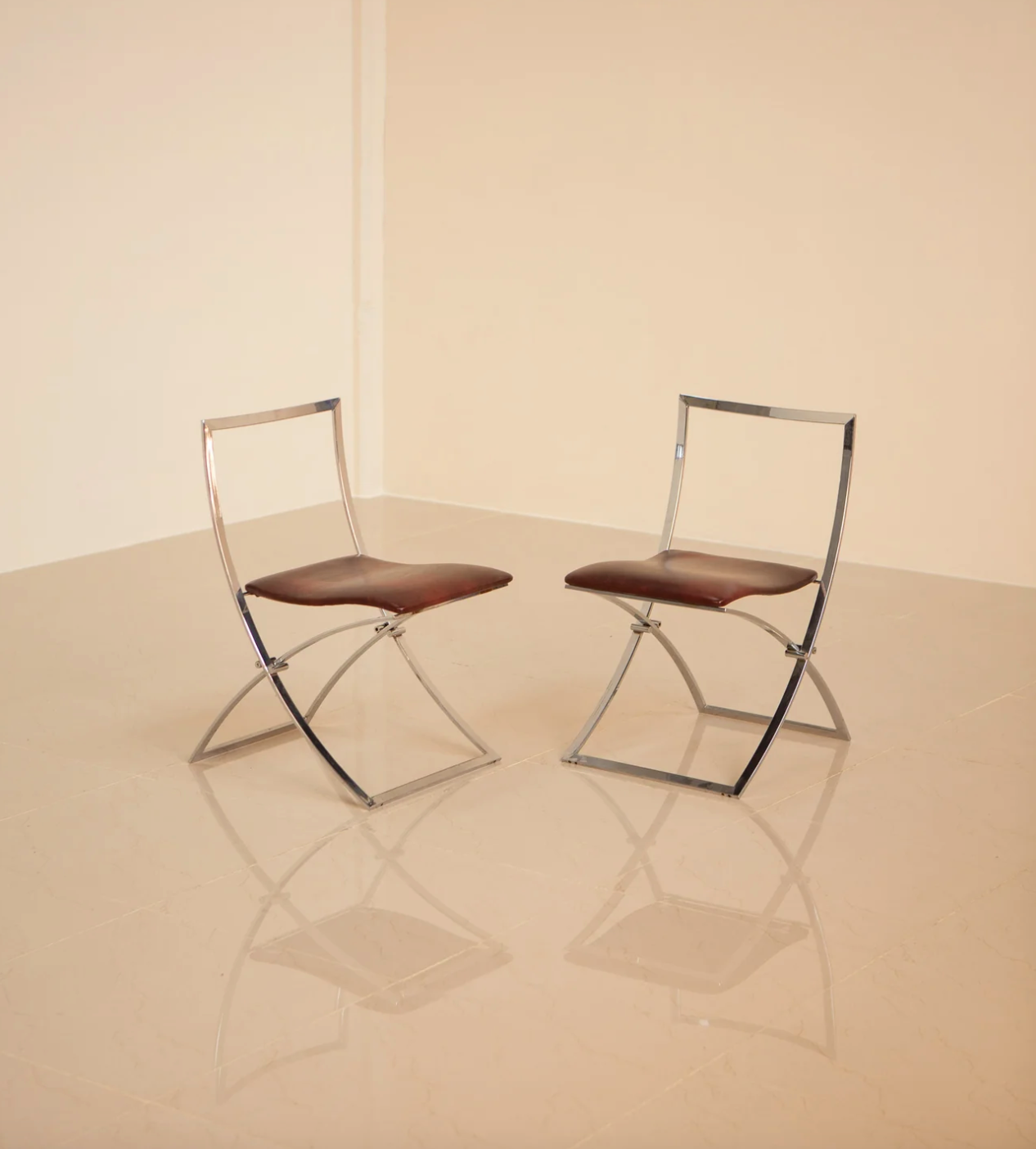Pair of chairs "Luisa" by Marcello Cuneo for Mobel Italia 70's
