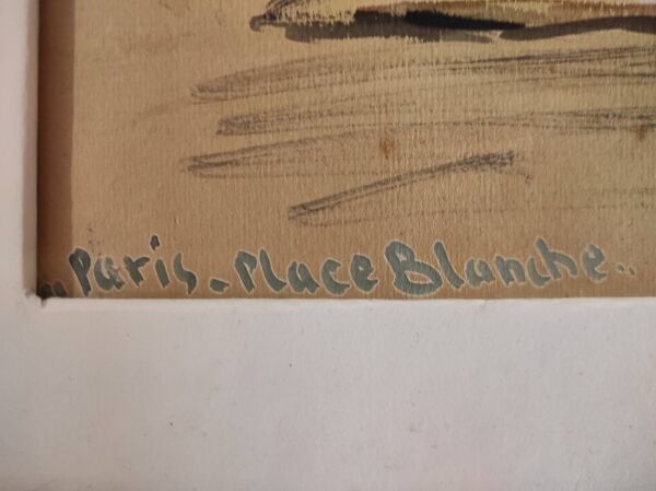 Aquarelle française vintage du Moulin Rouge, à Paris, signée Ch. Vogel, de 1948
