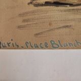 Vintage French watercolour of the Moulin Rouge, in Paris, signed Ch. Vogel, from 1948