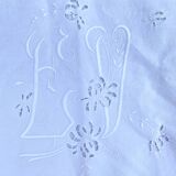 Large antique embroidered tablecloth 190x260