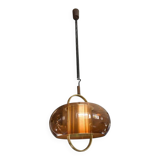 Suspension en laiton et verre fumé de Temde, Allemagne, années 1970