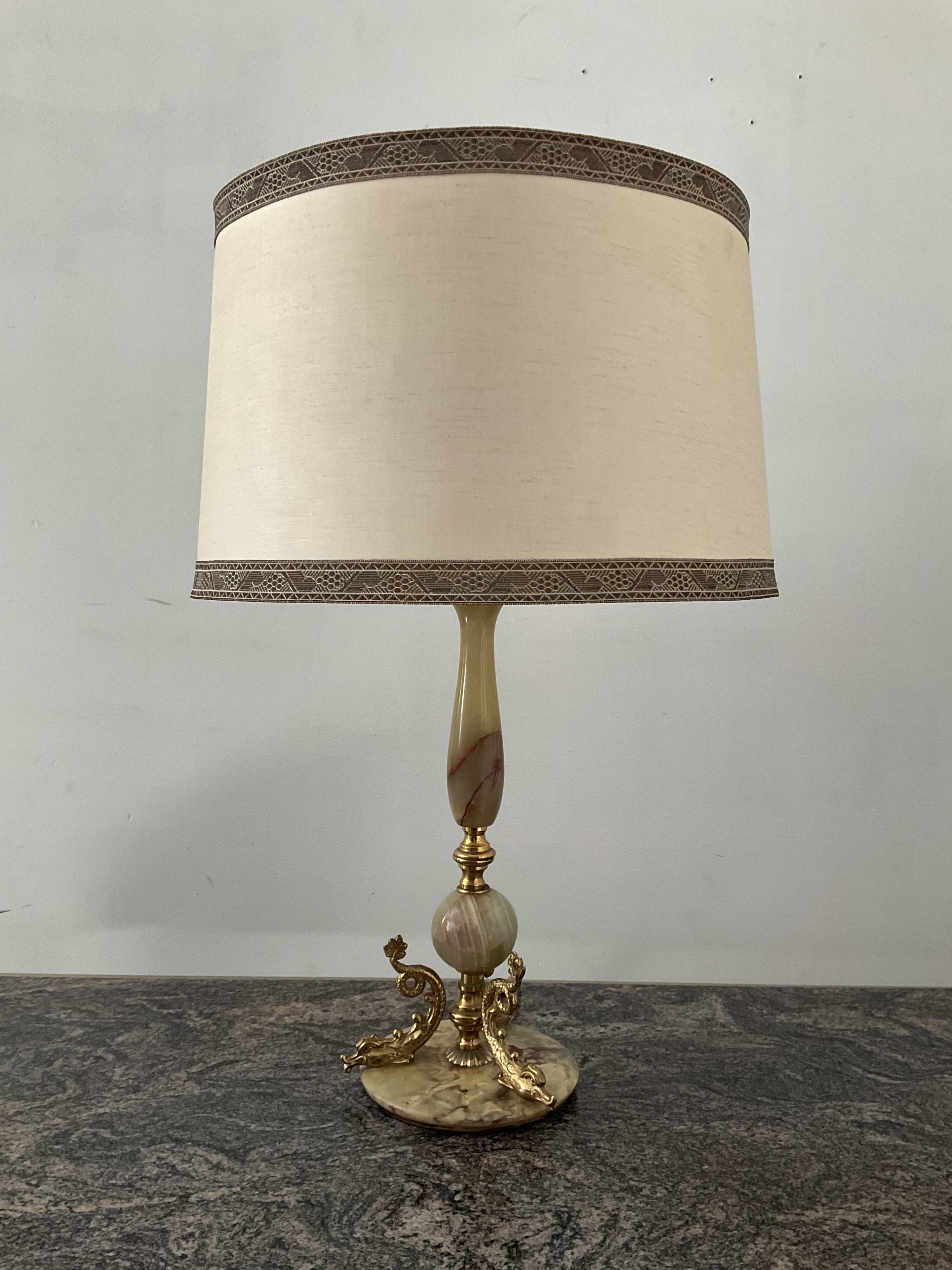 Lamp 70s in onyx and brass