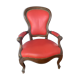 Antique solid wood armchair – Louis XV style – red upholstery, 19th century