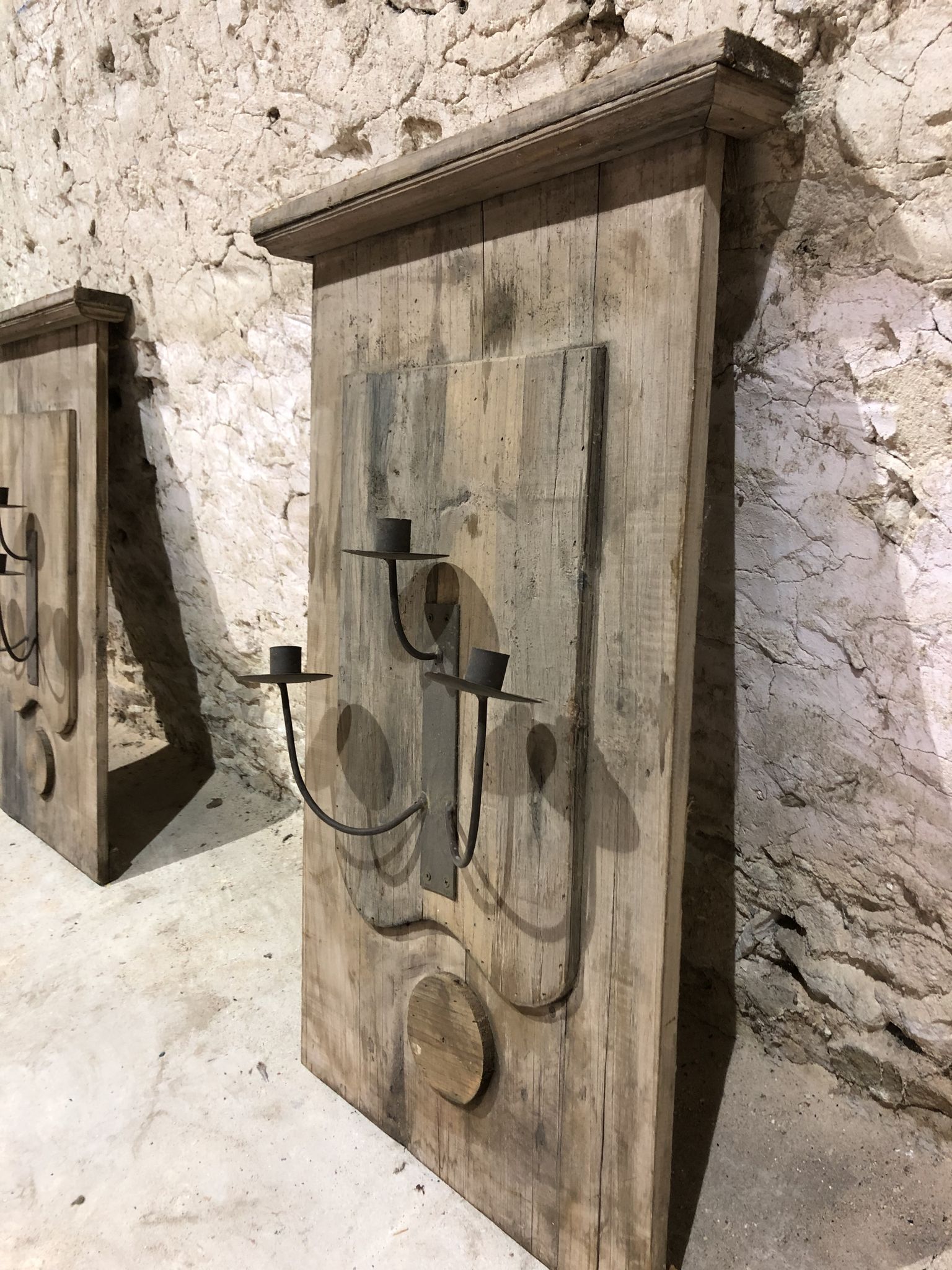 Decorative wall lamp in old wood