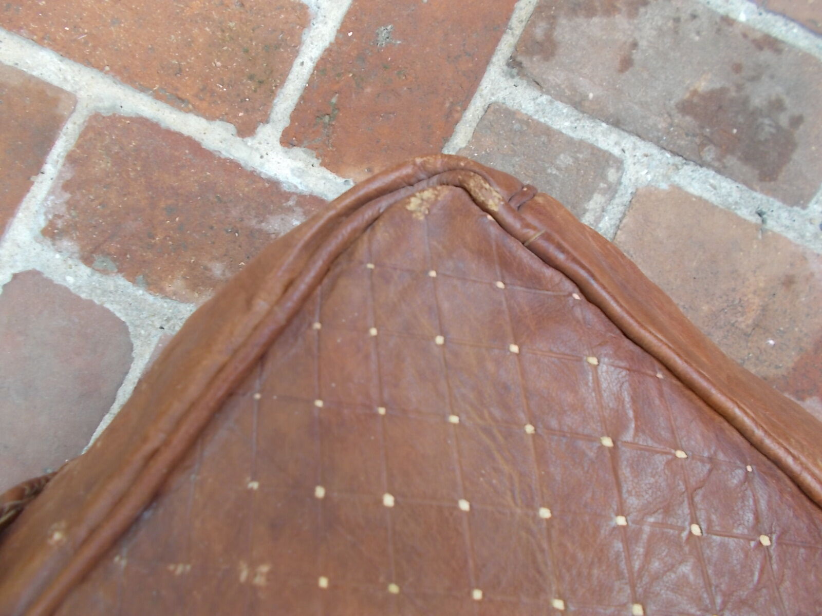 Moroccan vintage leather pouf