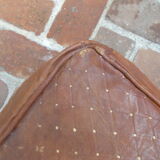 Moroccan vintage leather pouf