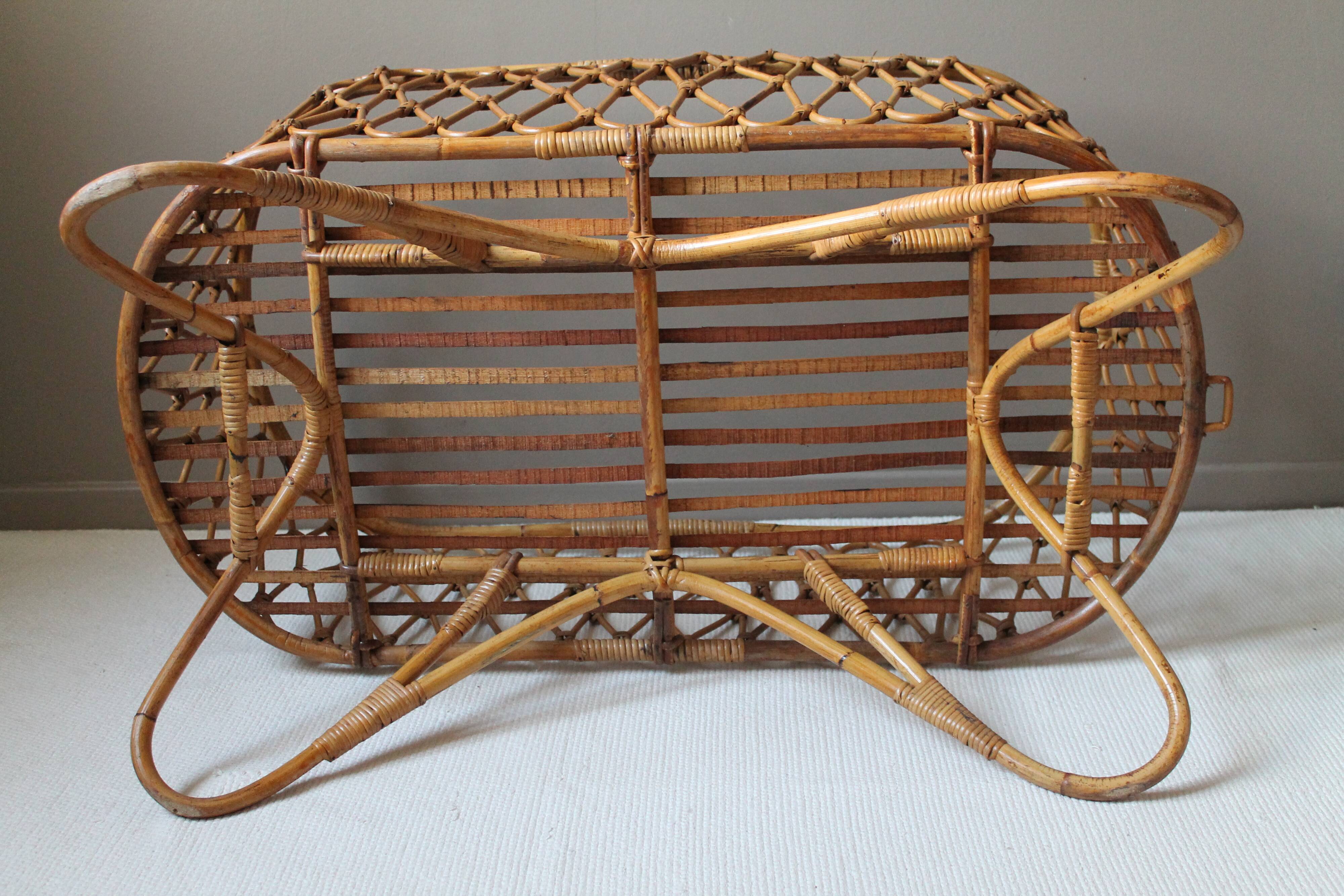 Vintage rattan cradle