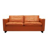 Orange leather sofa, Danish design, 1970s, production: Denmark