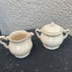 Digoin sarreguemines earthenware tea set consisting of 15 pieces antique cream