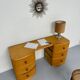 Old beech desk in art deco style with drawer, vintage 60s
