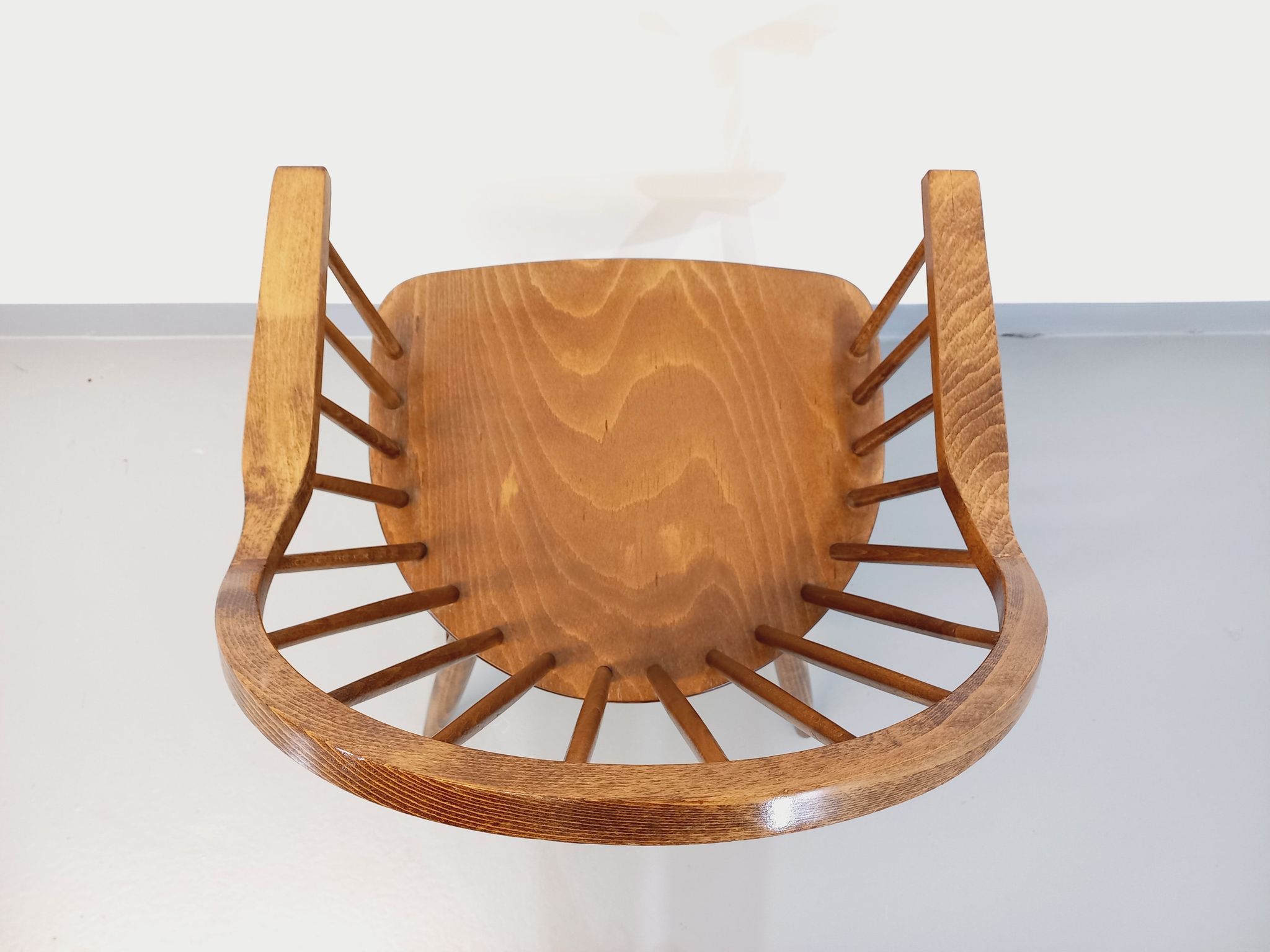 Baumann vintage Bridge Western fan armchair in wood from the 70s