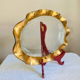 Plat ovale signé annie glass 38/35 made in usa bord ondulé doré à l’or fin