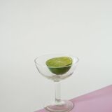 Magnificent set of 5 blown glass champagne glasses, early 20th century