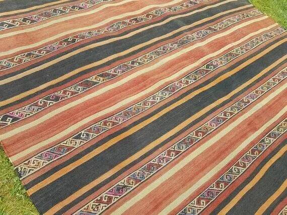 Vintage Turkish kilim handwoven 174x334 cm