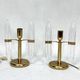 Postmodern pair of gilded metal and glass table lamps by Stilkronen. Italy 70s