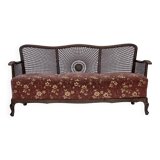 1950s, Danish 3-seater sofa, salmon/pink velour, furniture mesh.