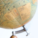 Globe world map J. Forest for Girard Barrère and Thomas on wooden base, 50s