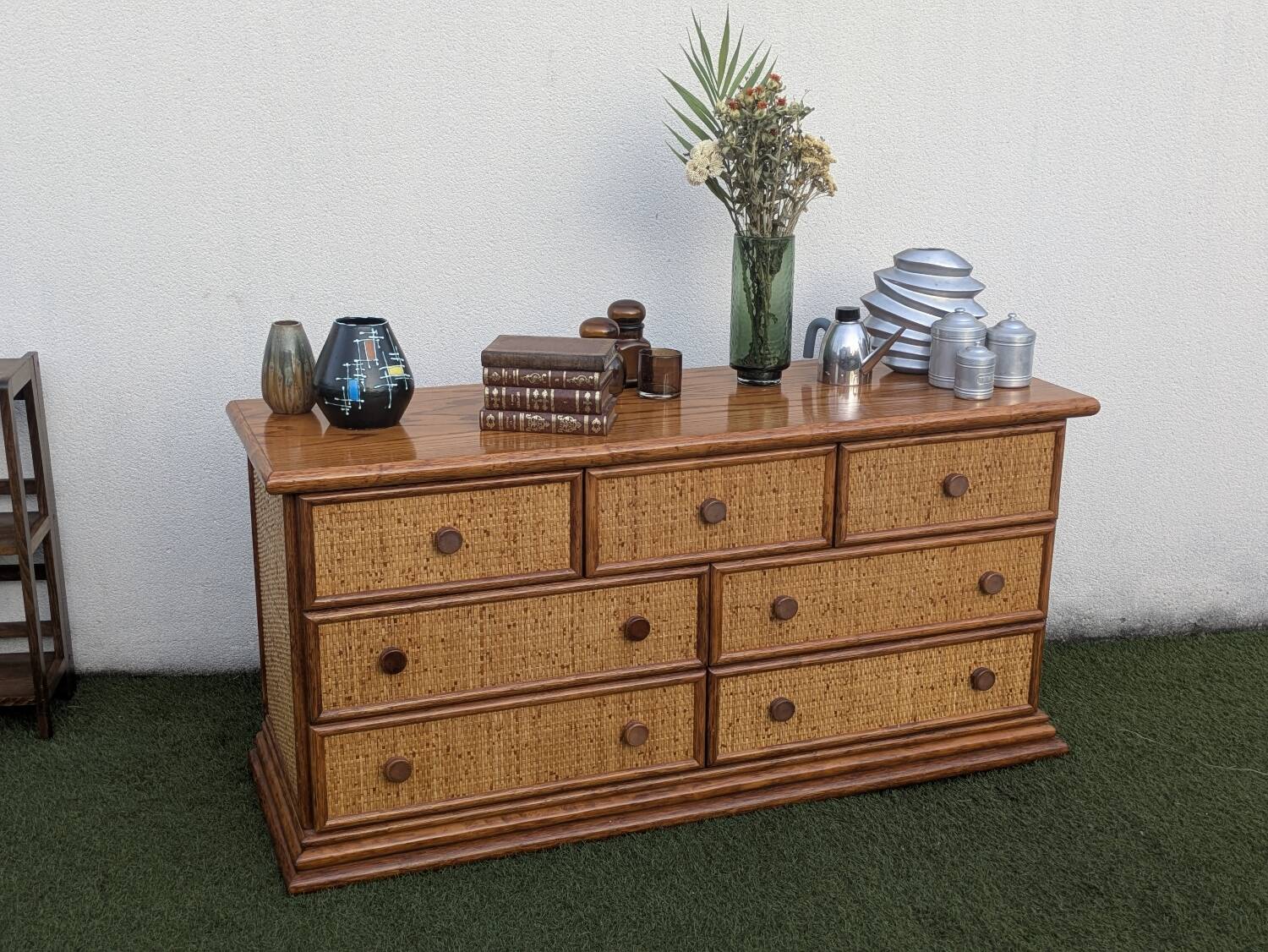Vintage Enfilade Commode Maugrion Rattan - Roche Bobois