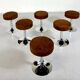 1950s stools, brown leather seat and chrome, 1970s, set of 6