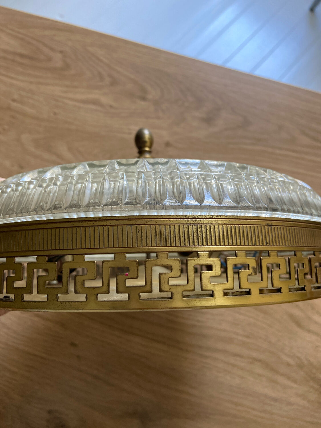 Brass and glass ceiling light