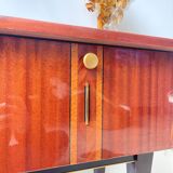Vintage wood and brass bedside table, 1950s