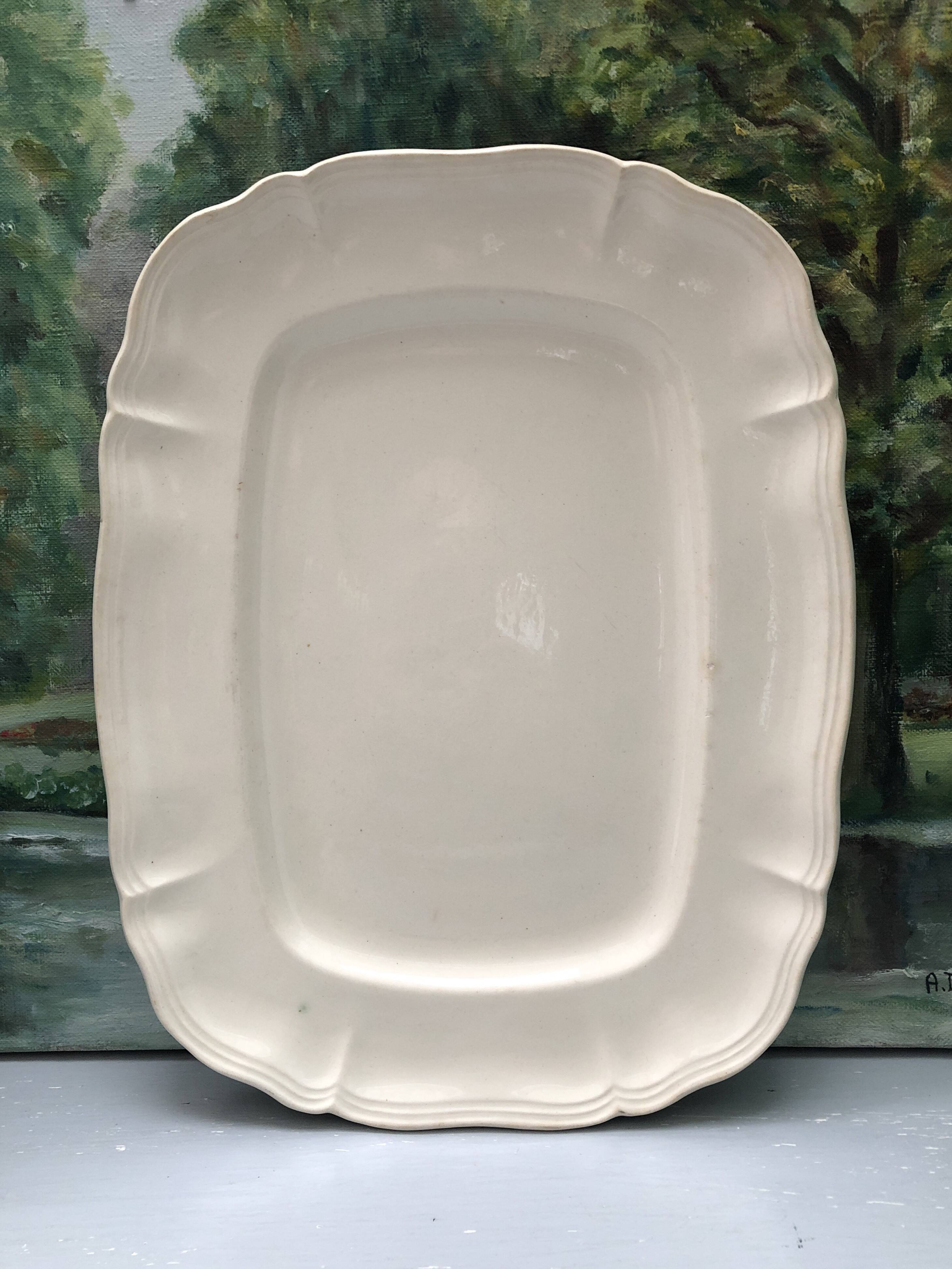 White rectangular dish, signed Digoin Sarreguemines France.
