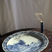 Vintage blue and white earthenware soliflore vase from Portugal.