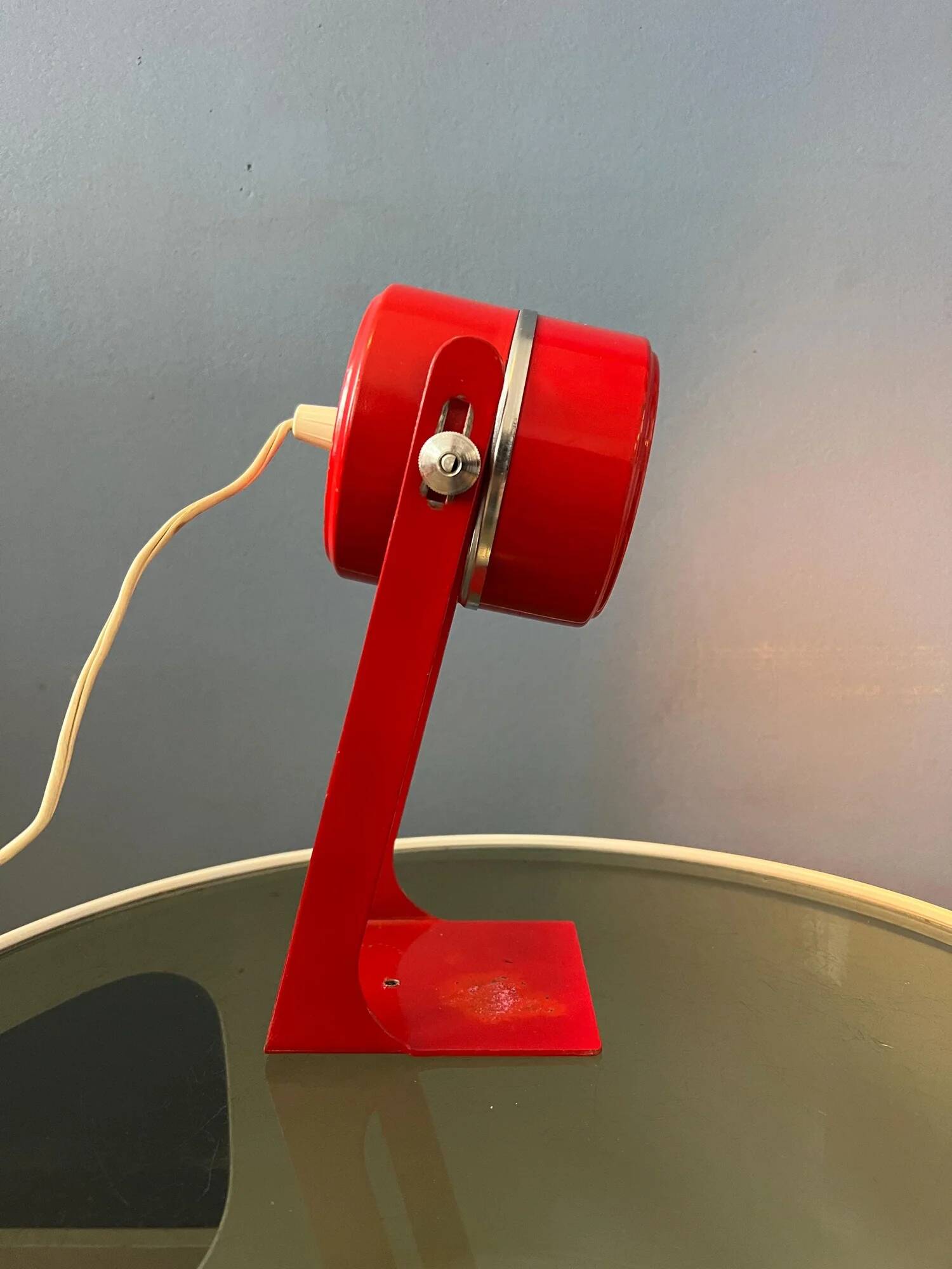 Set (2) of vintage red space age desk lamps