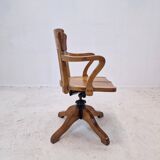 Industrial Oak Swivel Chair, 1900's