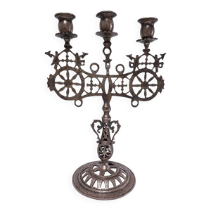 Bougeoir décor paons - laiton feux