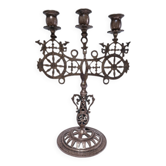candelabrum decorative peacock wheels solid brass three lights