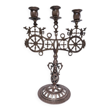 candelabrum decorative peacock wheels solid brass three lights